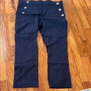 Navy Button-Detail Pants